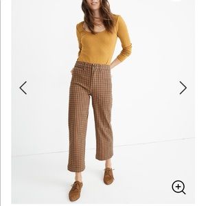 Slim Emmett Wide-Leg Crop Pants in Check
